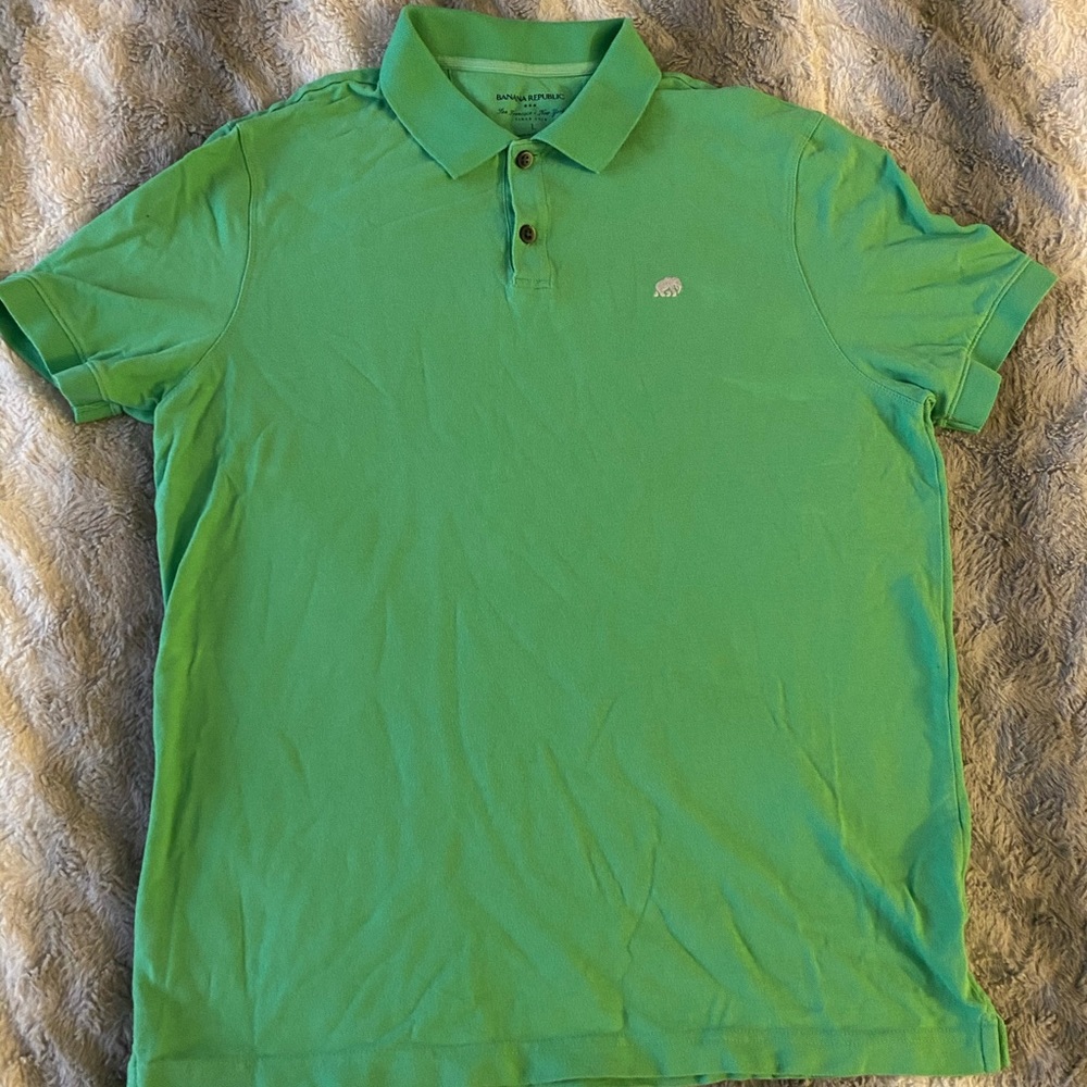 Banana Republic Short-Sleeve Collard Polo in Green
